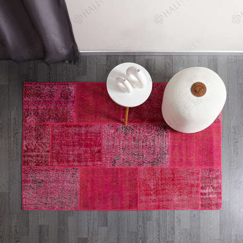 Liviadora Antik Patchwork Halı Fuşya - 4
