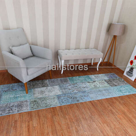 Liviadora Antik Patchwork Halı Okyanus Mavi - 2