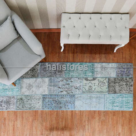 Liviadora Antik Patchwork Halı Okyanus Mavi - 3