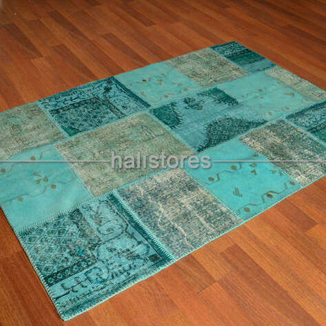 Liviadora Antik Patchwork Halı Turkuaz - 2