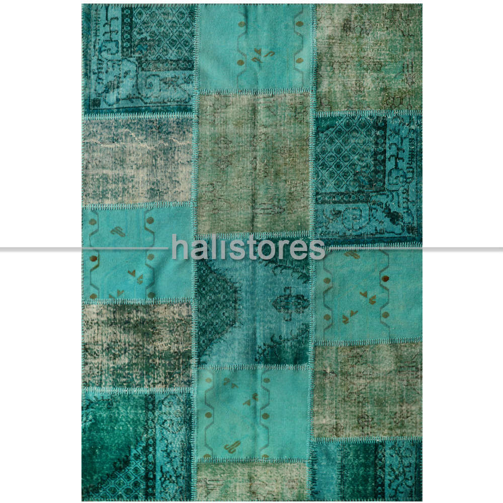 Liviadora Antik Patchwork Halı Turkuaz