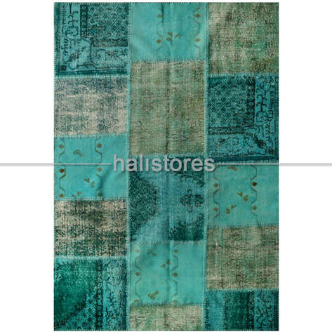 Liviadora Antik Patchwork Halı Turkuaz - 1