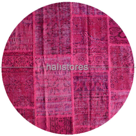 Liviadora Antik Yuvarlak Patchwork Halı Fuşya - 1