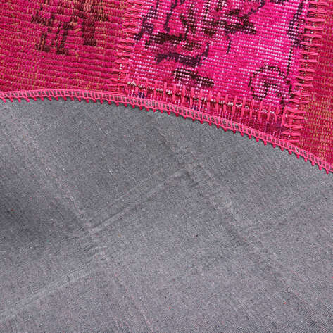 Liviadora Antik Yuvarlak Patchwork Halı Fuşya - 7