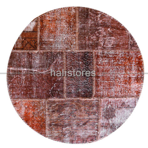 Liviadora Bakır Tonları Yuvarlak Patchwork Halı - 1