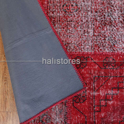 Liviadora El Dokuma Patchwork Halı Kırmızı - 5