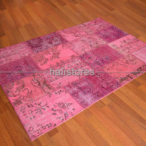 Liviadora El Dokuma Patchwork Halı Pembe - 1