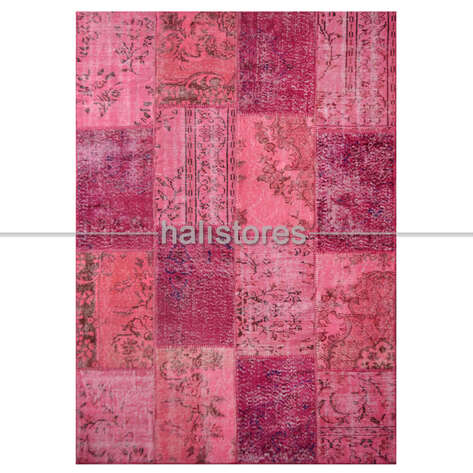 Liviadora El Dokuma Patchwork Halı Pembe - 2