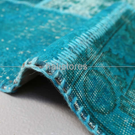 Liviadora El Dokuma Patchwork Halı Turkuaz - 5