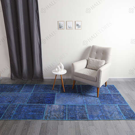 Liviadora El Halısı Patchwork Mavi-Turkuaz - 3