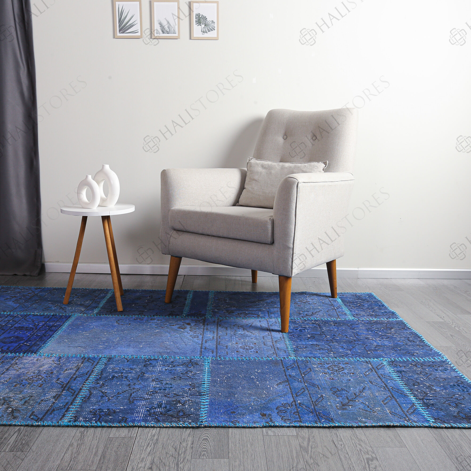 Liviadora El Halısı Patchwork Mavi-Turkuaz