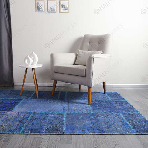 Liviadora El Halısı Patchwork Mavi-Turkuaz - 1