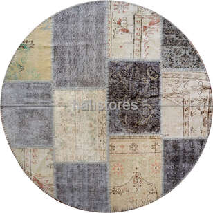 Liviadora Gri Yuvarlak Patchwork Halısı (1)