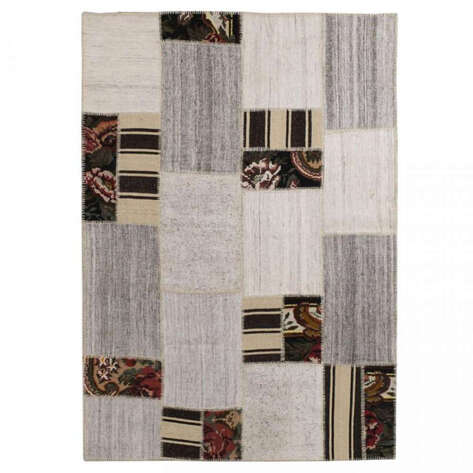 Liviadora Kilim Desenli Patchwork Halı Bej-Krem-Gri - 3