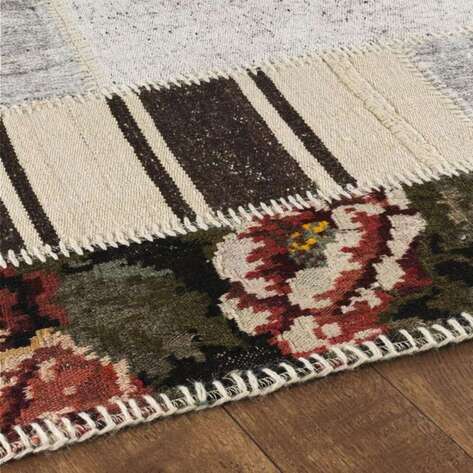 Liviadora Kilim Desenli Patchwork Halı Bej-Krem-Gri - 4