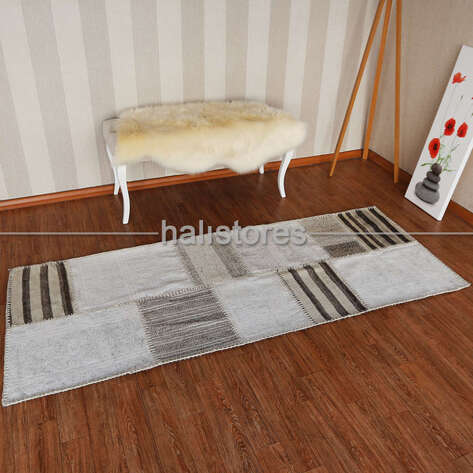 Liviadora Kilim Desenli Patchwork Halı Gri - 1
