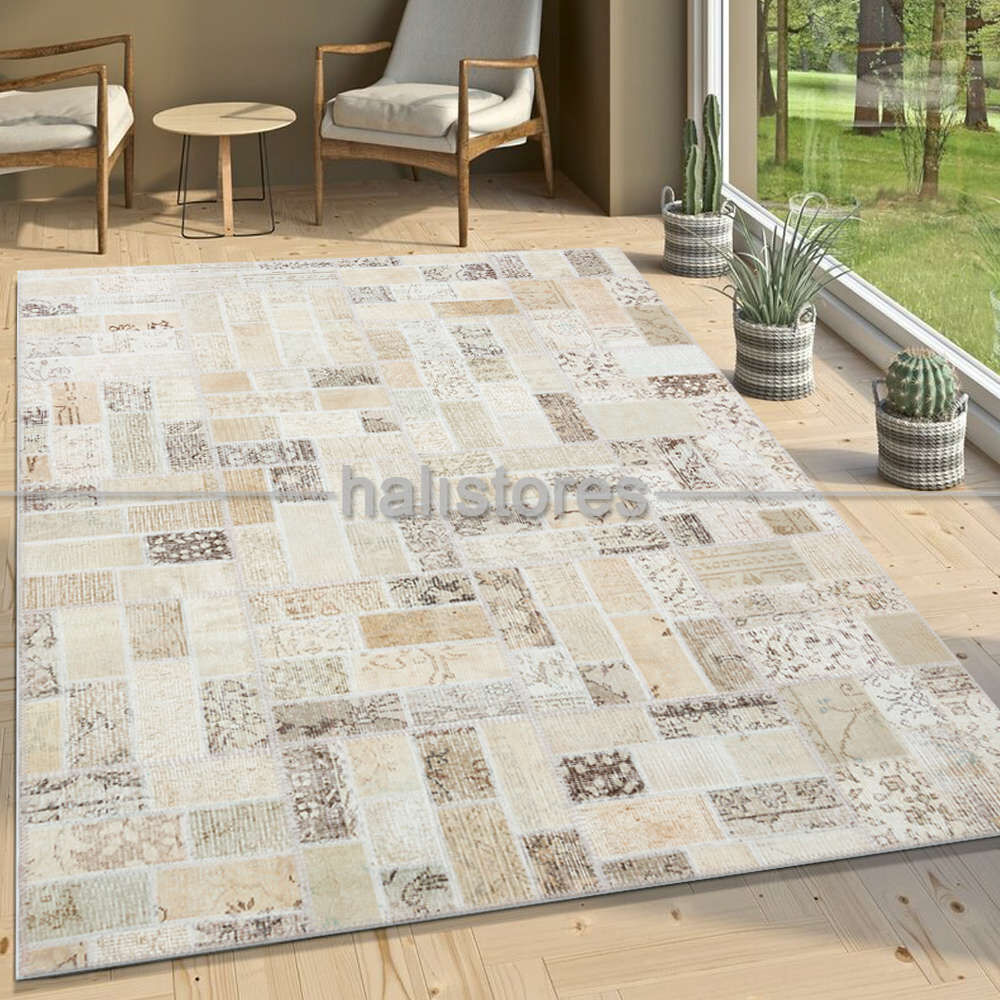 Liviadora Krem Patchwork Halı Art MD4076