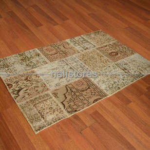Liviadora Patchwork El Dokuma Halı Bej-Kahve (2)