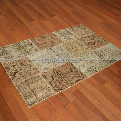 Liviadora Patchwork El Dokuma Halı Bej-Kahve - 2
