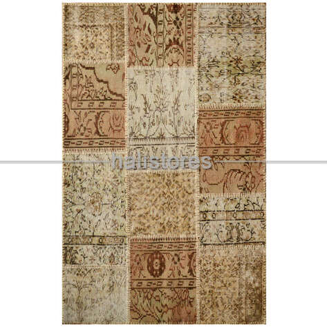 Liviadora Patchwork El Dokuma Halı Bej-Kahve - 3