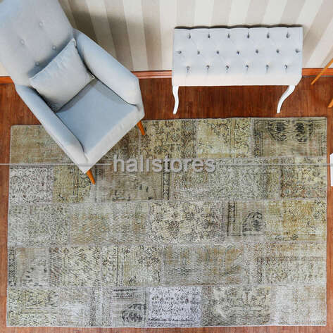 Liviadora Patchwork El Dokuma Halı Bej - 2