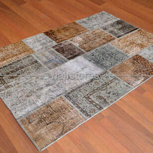 Liviadora Patchwork Halı Gri-Kahve (2)