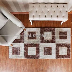 Liviadora Patchwork Halı Kübik Kahve-Bej (2)