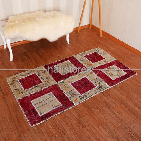 Liviadora Patchwork Halı Kübik Kırmızı-Bej - 1