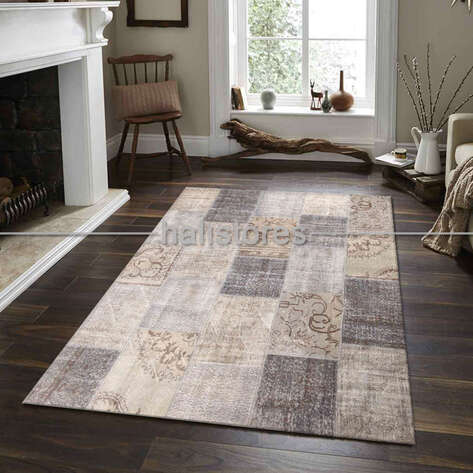 Liviadora Patchwork Halısı Gri-Bej - 1