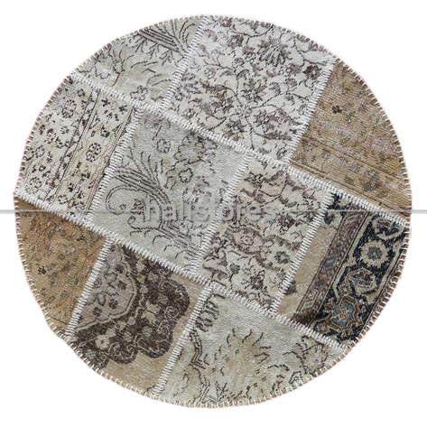 Liviadora Patchwork Yuvarlak Halı Cross Bej - 1