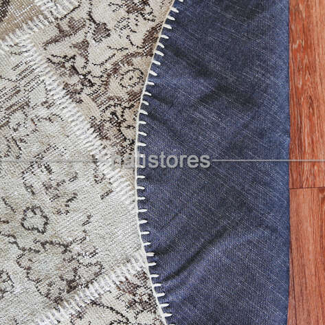 Liviadora Patchwork Yuvarlak Halı Cross Bej - 5