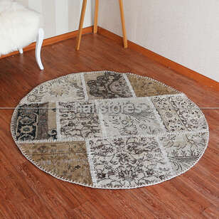 Liviadora Patchwork Yuvarlak Halı Cross Bej (2)