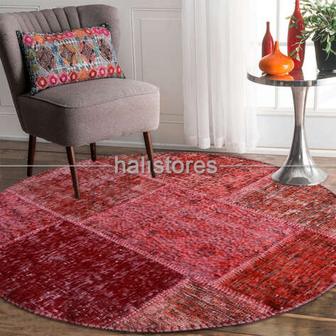 Liviadora Patchwork Yuvarlak Halı Cross Kırmızı - 3