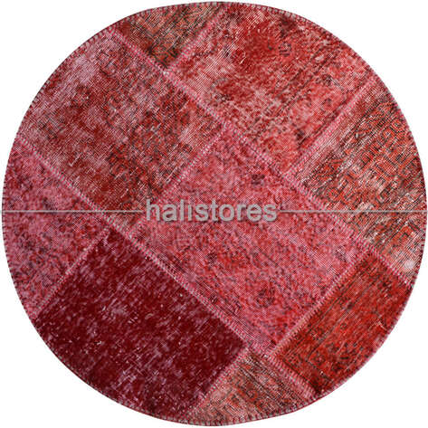 Liviadora Patchwork Yuvarlak Halı Cross Kırmızı - 1