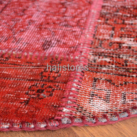 Liviadora Patchwork Yuvarlak Halı Cross Kırmızı - 5