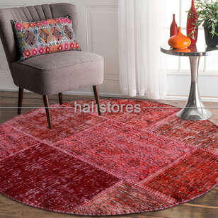 Liviadora Patchwork Yuvarlak Halı Cross Kırmızı (3)