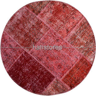 Liviadora Patchwork Yuvarlak Halı Cross Kırmızı (1)