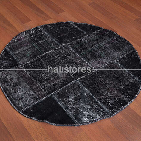 Liviadora Patchwork Yuvarlak Halı Cross Siyah - 3