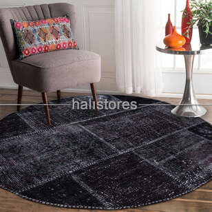 Liviadora Patchwork Yuvarlak Halı Cross Siyah (2)