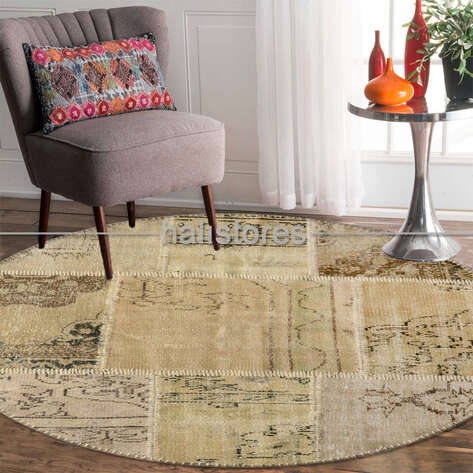 Liviadora Patchwork Yuvarlak Halı Krem - 2