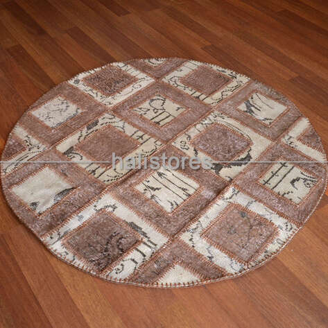 Liviadora Patchwork Yuvarlak Halı Kübik Bej-Kahve - 4