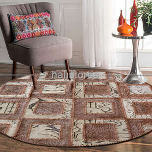 Liviadora Patchwork Yuvarlak Halı Kübik Bej-Kahve (2)