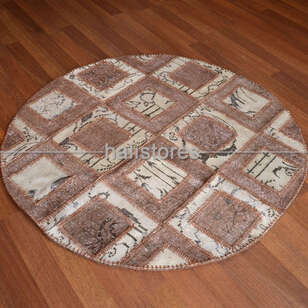 Liviadora Patchwork Yuvarlak Halı Kübik Bej-Kahve (4)