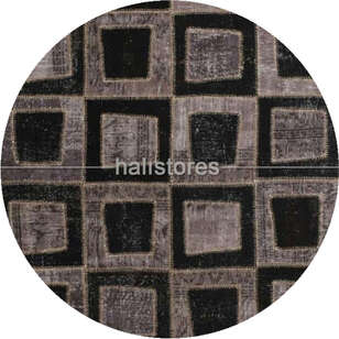 Liviadora Patchwork Yuvarlak Halı Kübik Gri-Siyah (1)