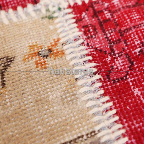 Liviadora Patchwork Yuvarlak Halı Kübik Kırmızı-Bej - 4