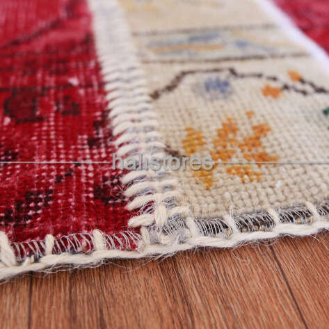 Liviadora Patchwork Yuvarlak Halı Kübik Kırmızı-Bej - 5