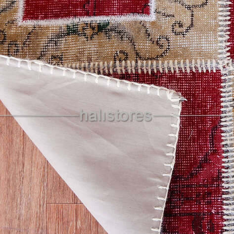 Liviadora Patchwork Yuvarlak Halı Kübik Kırmızı-Bej - 6