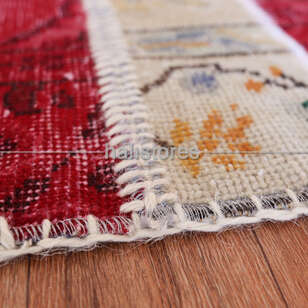 Liviadora Patchwork Yuvarlak Halı Kübik Kırmızı-Bej (5)
