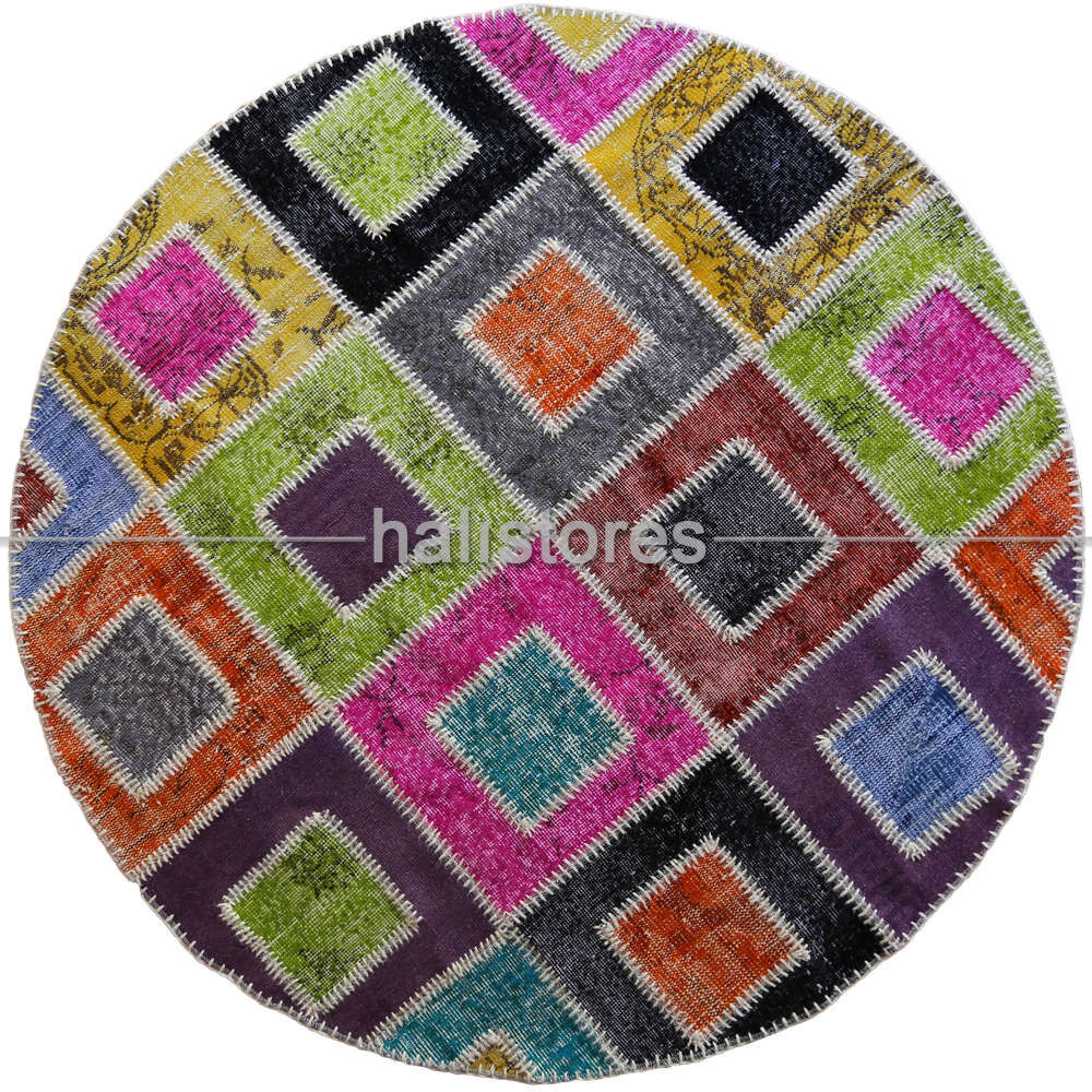 Liviadora Patchwork Yuvarlak Halı Kübik Multi