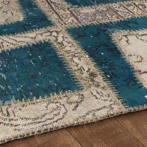 Liviadora Patchwork Yuvarlak Halı Kübik Turkuaz-Bej - 4